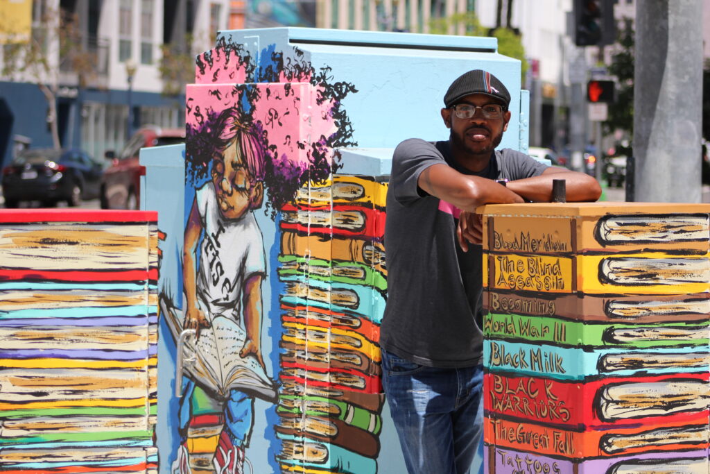 "Painting with Pink" Artist, LaJon Miller (@lajon39)at Billie Jean King Main Library Long Beach